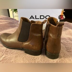 Aldo Chestnut Leather Chelsea Boots